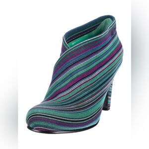United Nude Fold ankle booties with a multi-color striped textile upper.